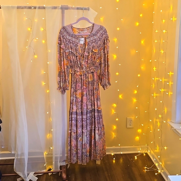 NEW Spell and The Gypsy Amethyst Long Viscose Dress XS pink rose - Picture 4 of 7